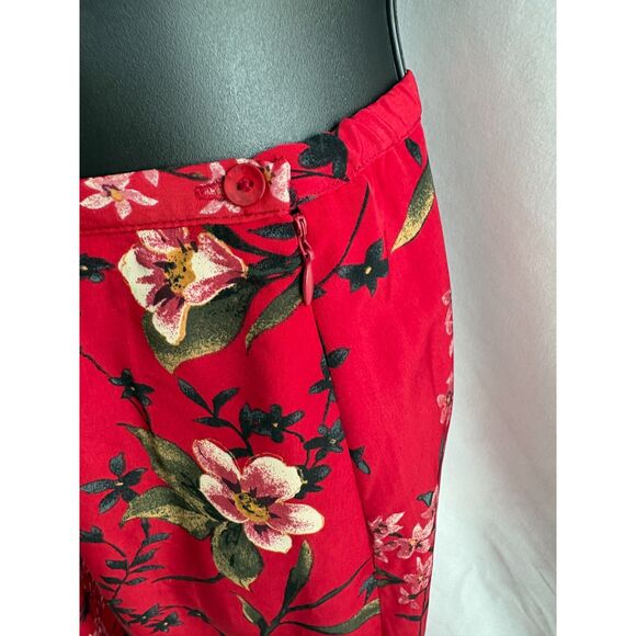 Vintage Kathie Lee Collection Red Midi Floral Skirt Size M Midi Romantic Date - Picture 5 of 9